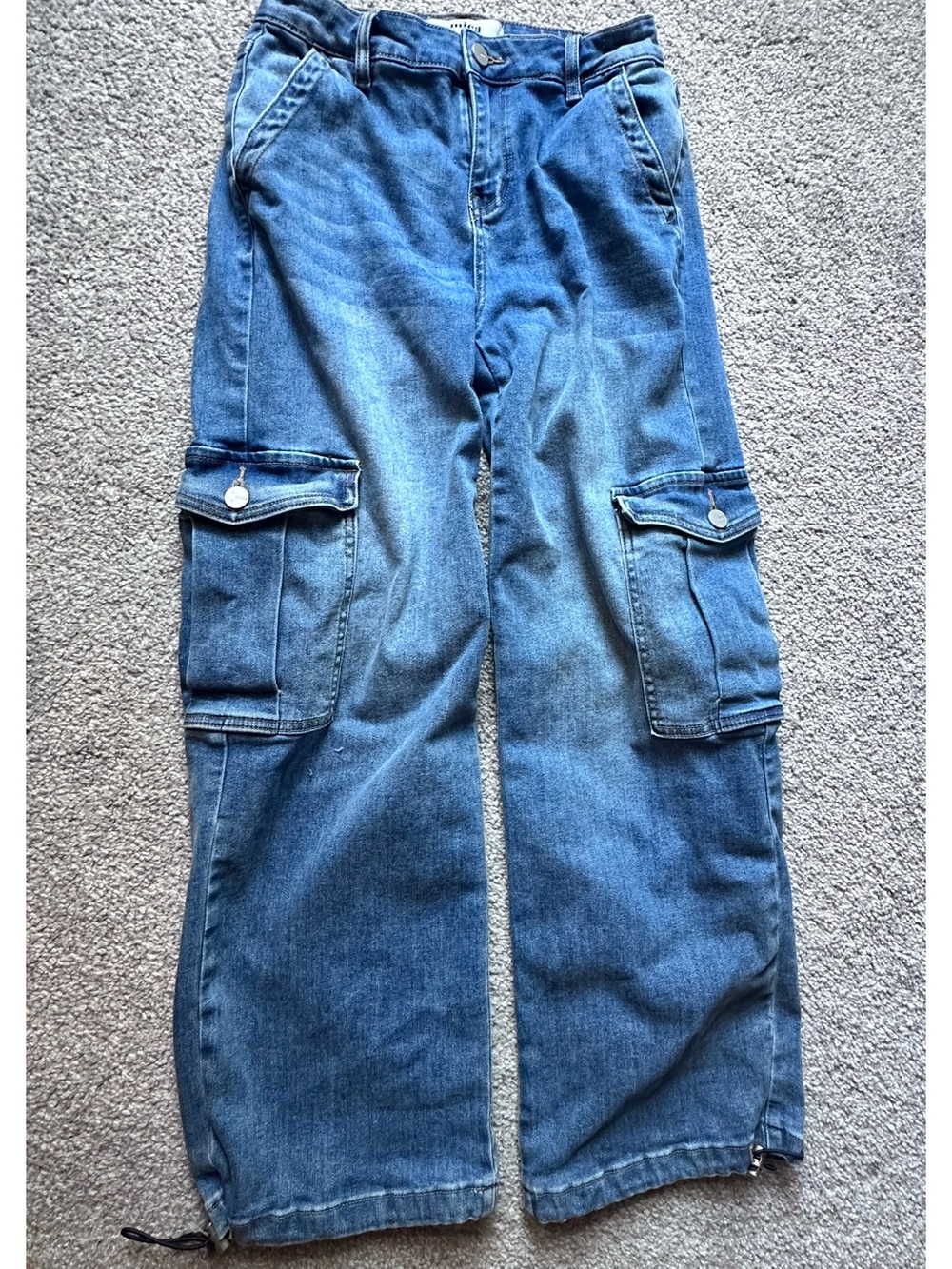 Mica Los Angeles Blue Denim Cargo Ankle Jeans